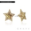 PAIR OF 18K GOLD PLATED INGOT CENTERED STAR SHAPE NUGGET EARRINGS